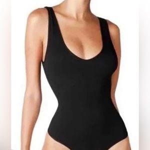 Hot Miami Styles Black Ribbed Tank Bodysuit - One Size